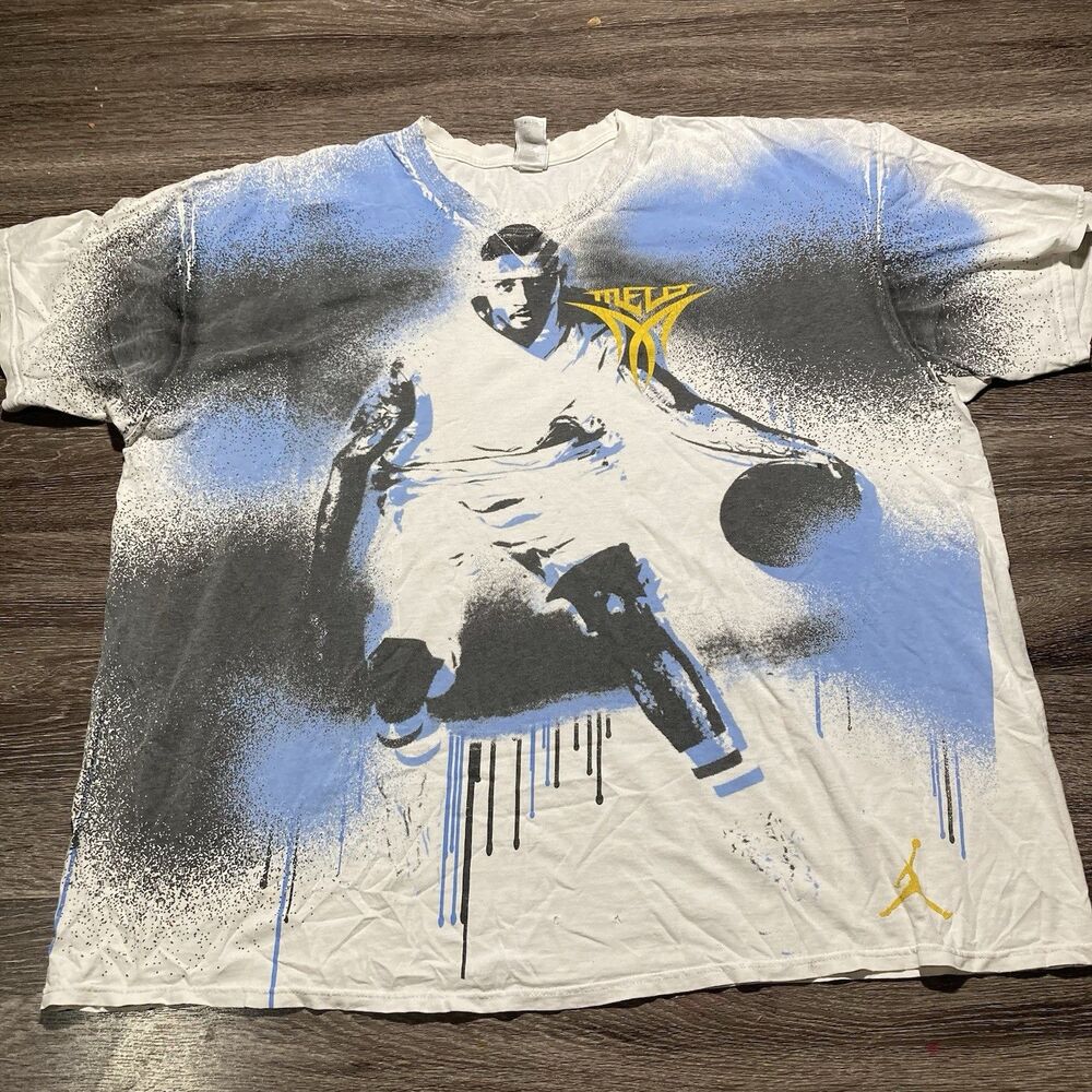 Vintage Jordan Brand Carmelo Anthony Shirt Mens 3XL Number 15 Melo Blue AOP Nike